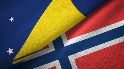 Tokelau and Norway two flags textile cloth, fabric texture