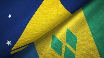 Tokelau and Saint Vincent and the Grenadines two flags textile cloth