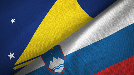 Tokelau and Slovenia two flags textile cloth, fabric texture