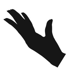 black silhouette of a graceful female hand which offers or shows something