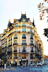 a historic building at a crossroads in central Paris in the autumn