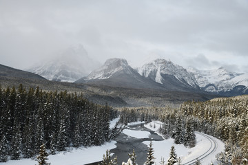 Train track Morant’s Curve with snow in Winter
