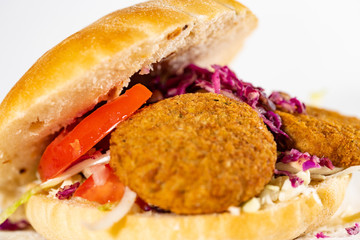 burger and fries falafe