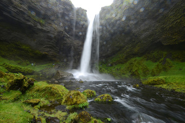 Kvernufoss Waterfall in Iceland Summer