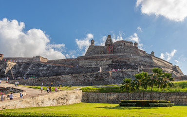 Panoramic of the fortified castle of San Felipe in the city of Cartagena de Indias, Colombia. This...