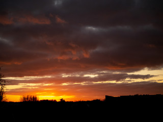 Natural sunset sunrise cloudy sky. Nature background.