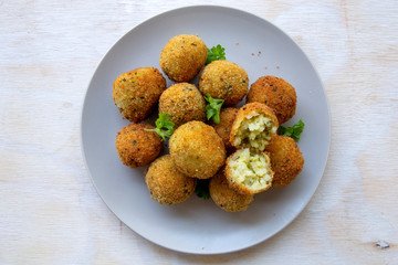 Deep Fried Risotto Balls with herbs