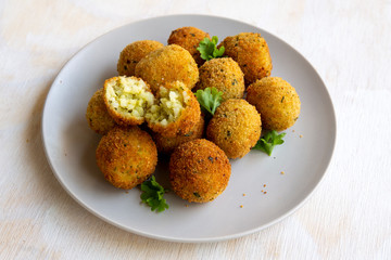 Deep Fried Risotto Balls with herbs