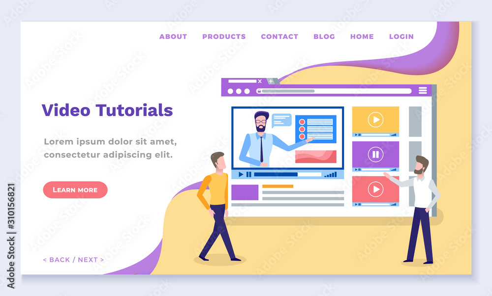 Poster video tutorials in network, get knowledge on internet course. website for online learning through me