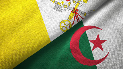 Vatican and Algeria two flags textile cloth, fabric texture