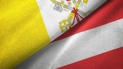 Fototapeta premium Vatican and Austria two flags textile cloth, fabric texture