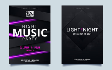 Night dance party music night poster template. Vector illustration