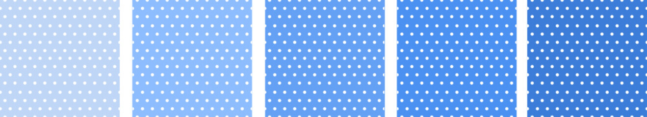 Set of beautiful blue polka patterns