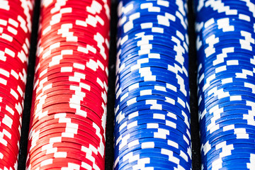 Poker game concept. Casino concept for business, risk,chance, good luck or gambling. Stack of Poker...