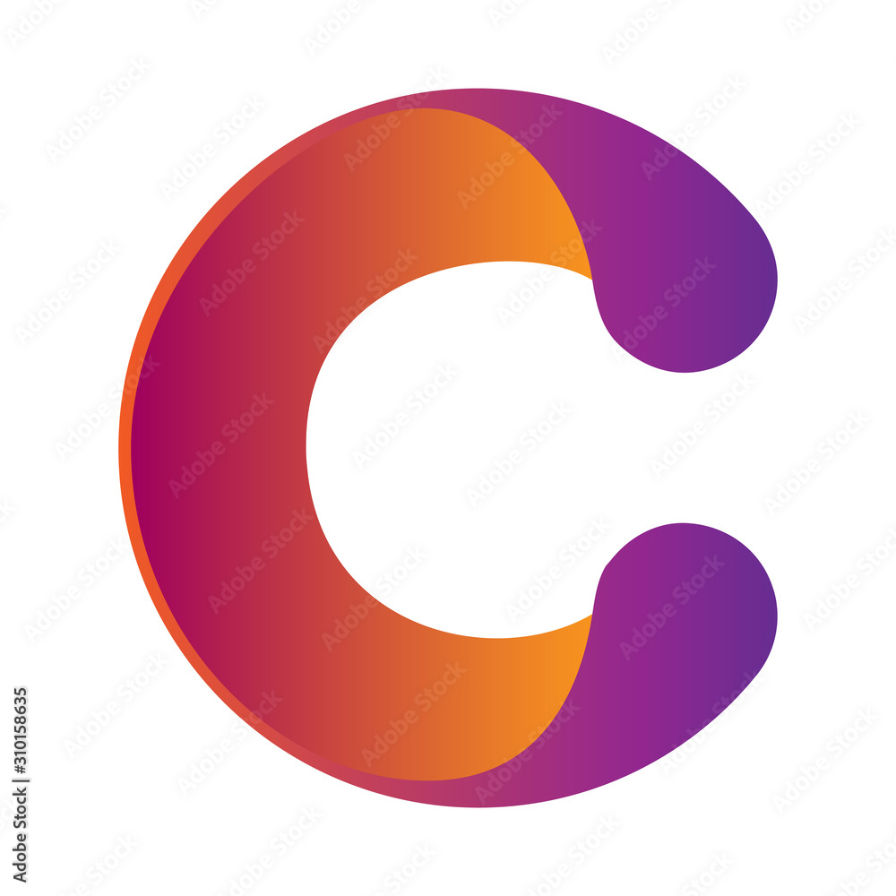 Fototapete vector isolated object in the form of a letter C on a white background