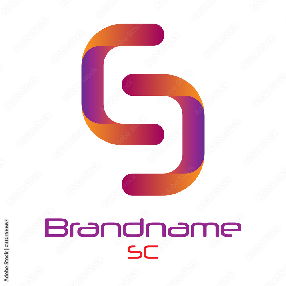 Poster vector isolated object in the form of a letter s c on a white background