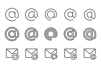 Modern thin line icons set of arroba