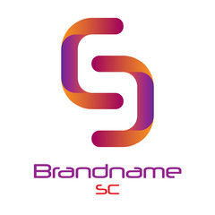 vector isolated object in the form of a letter S C on a white background