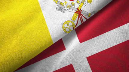 Vatican and Denmark two flags textile cloth, fabric texture