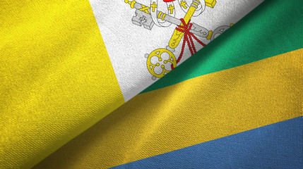 Vatican and Gabon two flags textile cloth, fabric texture