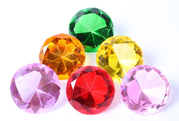 Colorful diamonds on white background, with clipping path