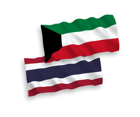 Flags of Kuwait and Thailand on a white background