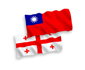 Flags of Georgia and Taiwan on a white background