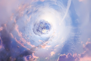 swirling sky background with clouds / beautiful watercolor clouds background, spring sunset,...