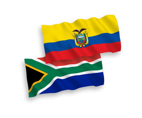 Fototapeta premium Flags of Ecuador and Republic of South Africa on a white background