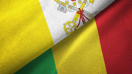 Vatican and Mali two flags textile cloth, fabric texture