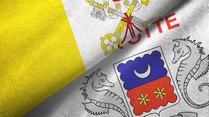 Vatican and Mayotte two flags textile cloth, fabric texture