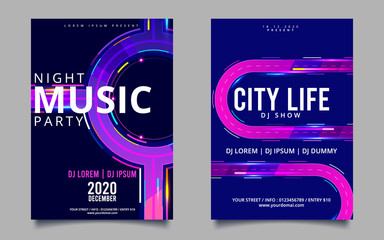 Dance Club Night Summer Party Flyer Brochure Layout Template. Club Party Banner design. Vector illustration