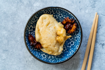 Asian Chinese Dessert Crepe Wrapped with Banana and Walnut.