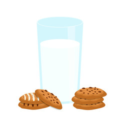 Glass of milk and cookies vector design illustration isolated on white background