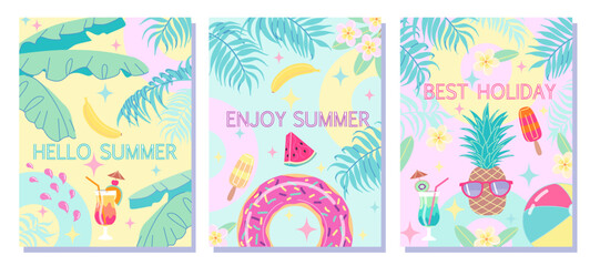 Colorful Summer Backgrounds Banner Set