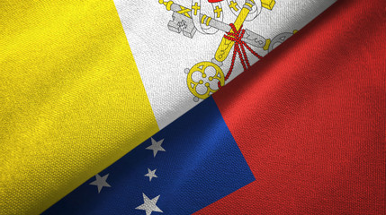 Vatican and Samoa two flags textile cloth, fabric texture