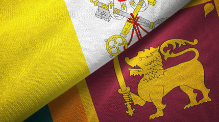Vatican and Sri Lanka two flags textile cloth, fabric texture
