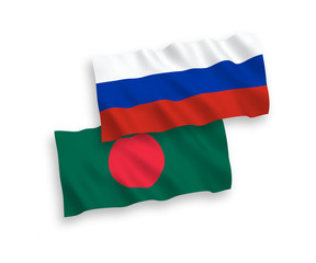 Flags of Bangladesh and Russia on a white background