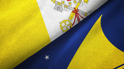 Vatican and Tokelau two flags textile cloth, fabric texture