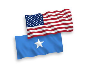 Flags of Somalia and America on a white background