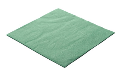 Green paper serviette, napkin isolated on white background