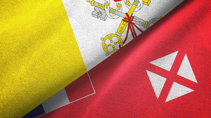Vatican and Wallis and Futuna two flags textile cloth, fabric texture