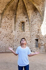 Little child Little child praying in a little chapel