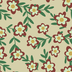 Seamless pattern with flowers and leaves. Pattern.