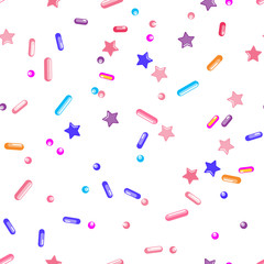 Sprinkle Cupcake Donut Topping. Seamless Pattern 