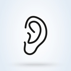 human ear line art, Simple modern icon design illustration.