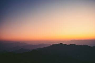 Fototapeta premium landscape mountains forests sky in the evening