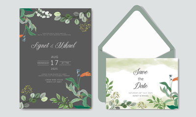 wedding invitation with beautiful and elegant floral