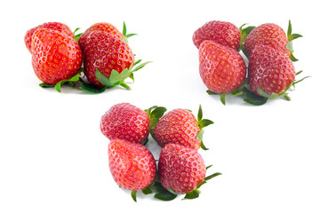 Strawberry in closeup on white background