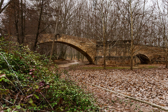 Roman bridge over the Jarama river. Talamanca del Jarama, Madrid, Spain.